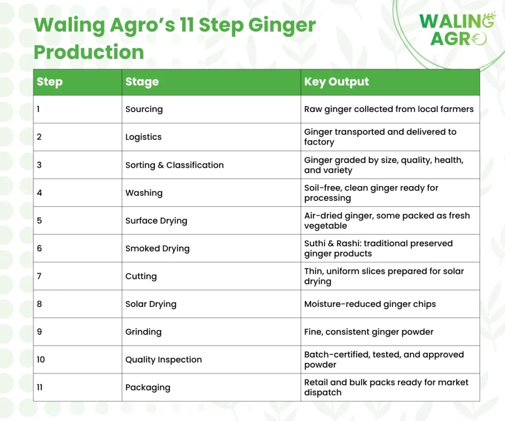 11 step ginger production